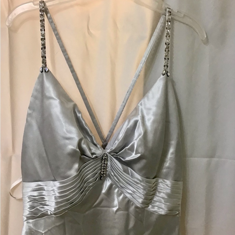 Silver dress by Alyce Designs-B-Dazzle line